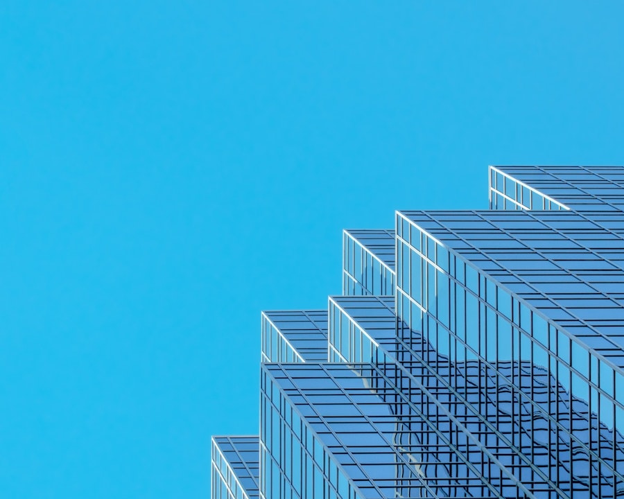 Skyscraper image on blue background