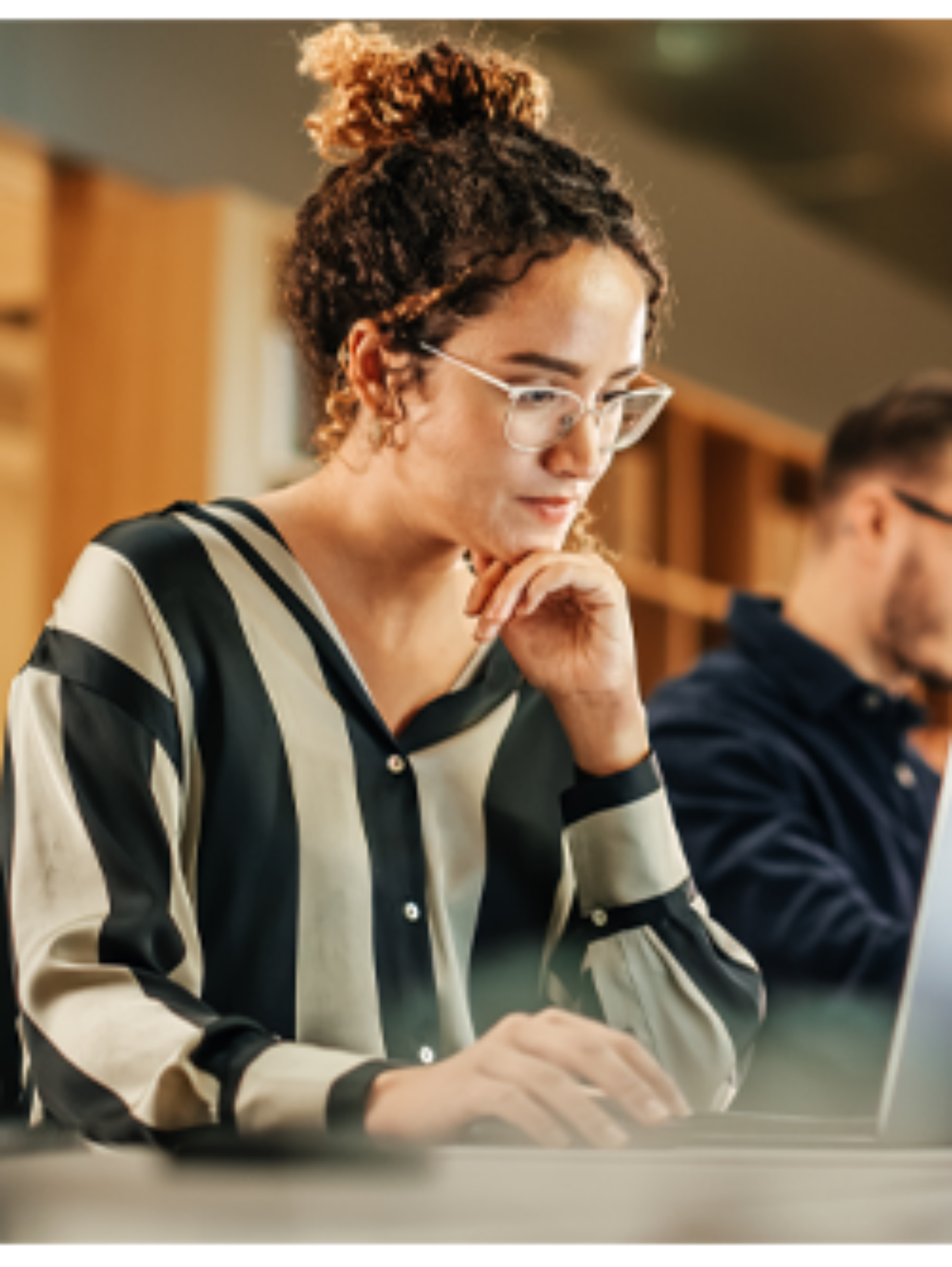 Woman studying at a computer